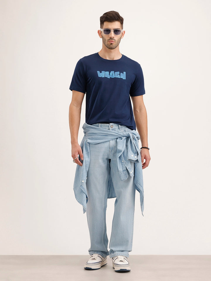 Slim Fit Puffer Printed T-Shirt | Navy Blue