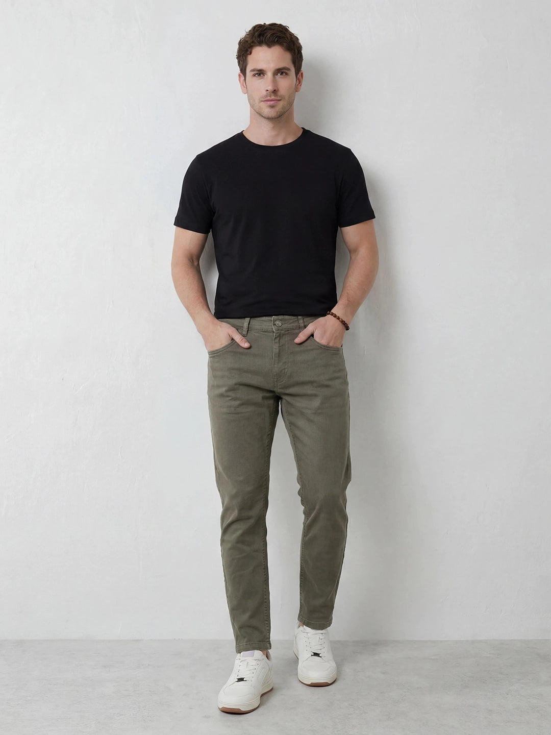 Solid Skinny Crop Denim Jeans | Olive