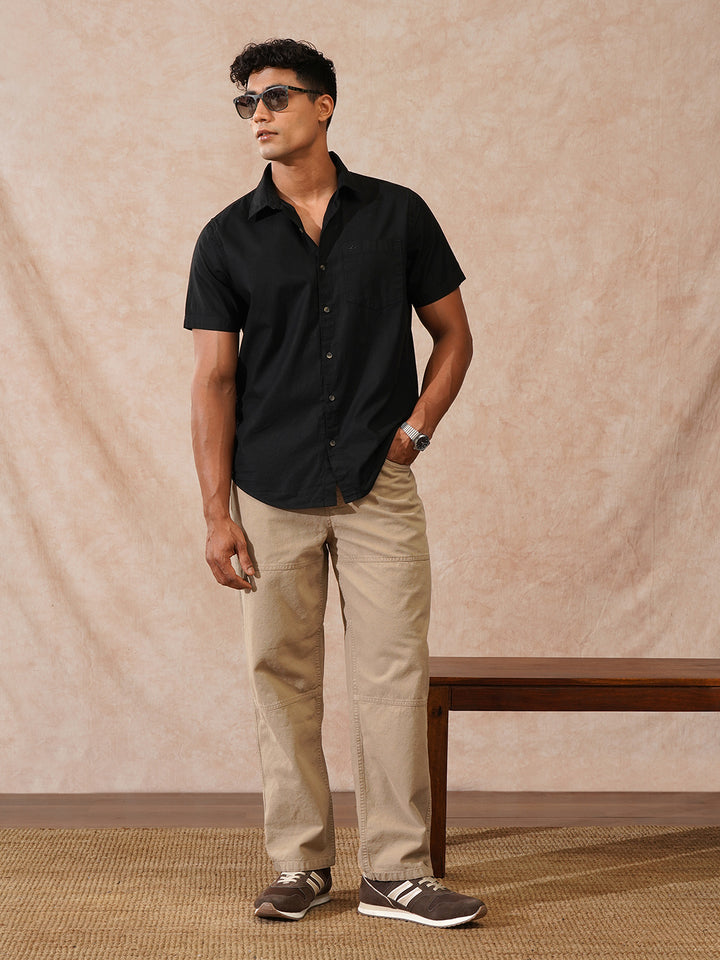 Solid Loose Fit Trousers | Khaki