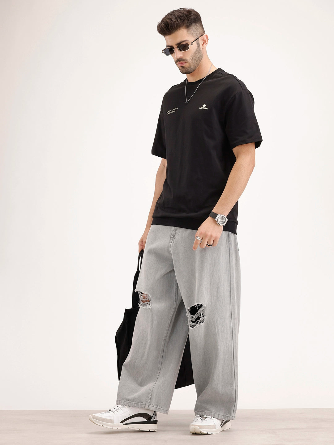Oversized Fit Half Sleeve T-Shirt | Black