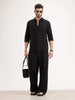 Solid Regular Fit Textured Shirt | Black