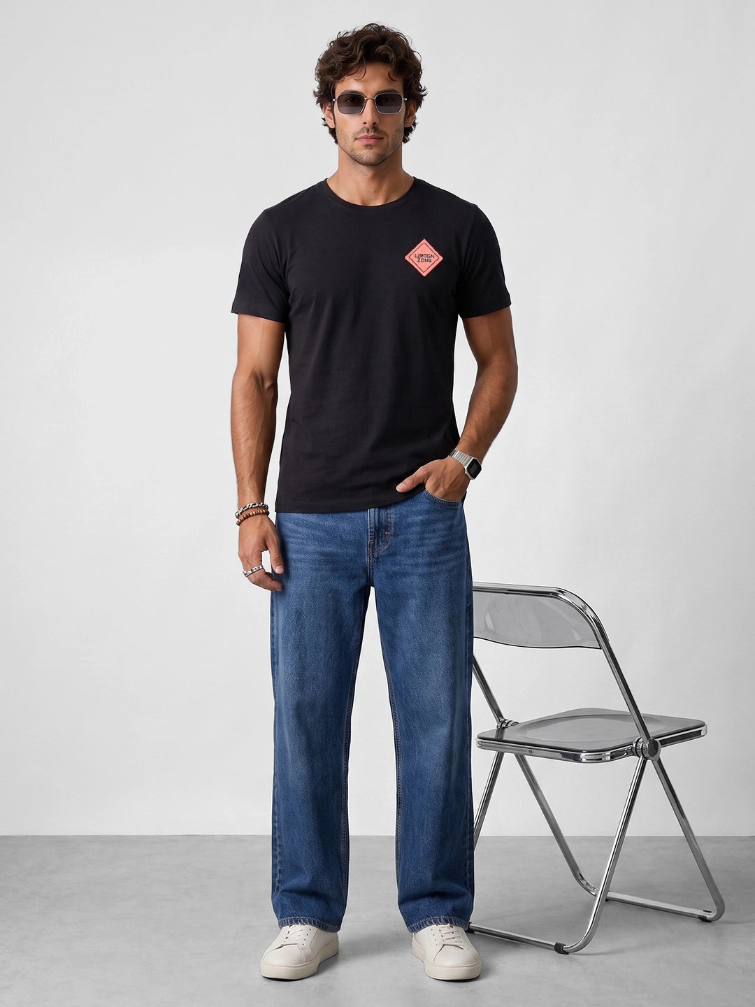 Regular Fit Placement Printed T-Shirt | Black | WSTS052CF