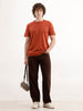 Slim Fit Placement Printed T-Shirt  | Rust