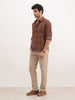 Slim Fit Checkered Corduroy Shirt | Brown