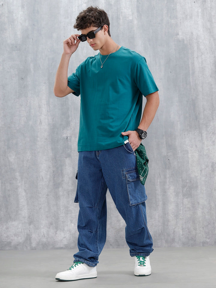Casual Men Oversized Fit Tee With Graphic | Green