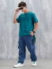 Casual Men Oversized Fit Tee With Graphic | Green