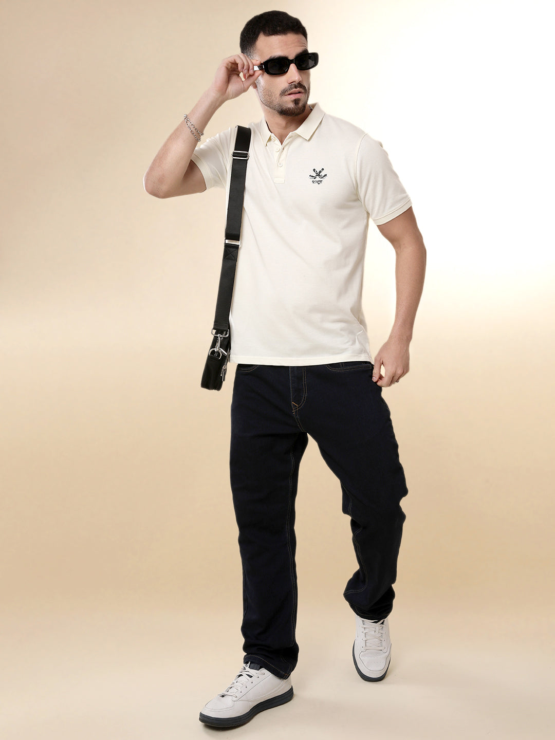 Solid White Drip Polo T-Shirt