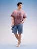 Oversized Gradient Printed T-Shirt  | Maroon