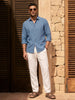 Solid Linen Blend Slim Fit Shirt | Blue