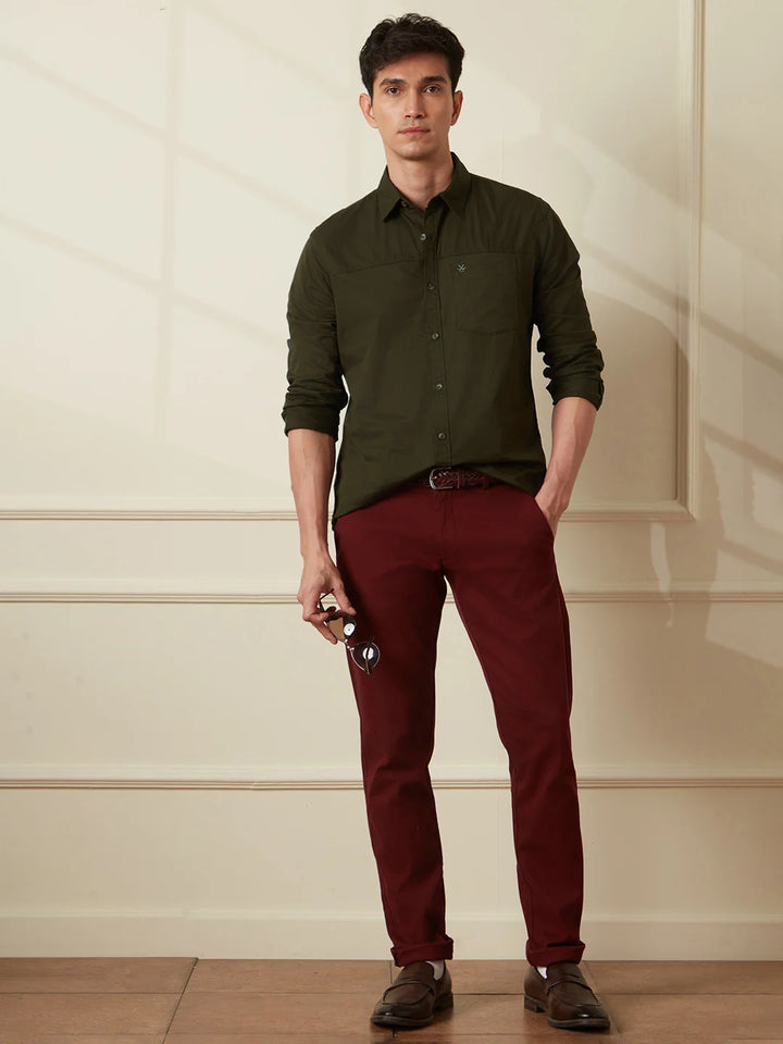 Cut & Sew Slim Fit Shirt | Olive