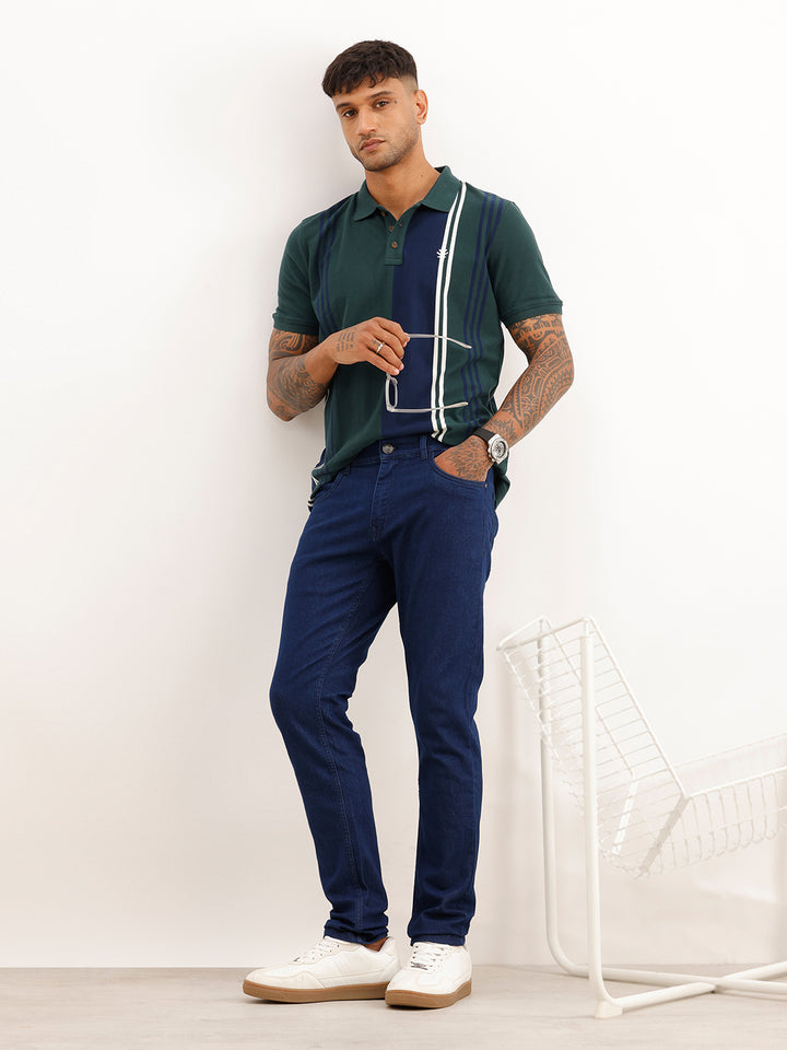 Solid Slim Fit Denim Jeans | Dark Blue