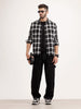 Regular Fit Herringbone Checkered Shirt | Black