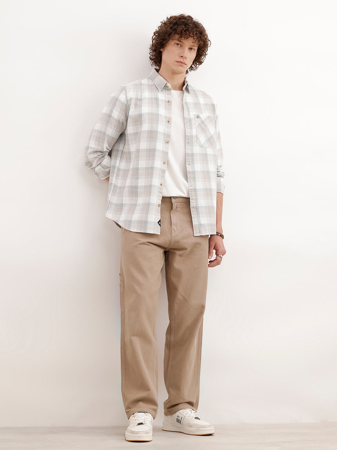 Regular Fit Checkered Shirt | Grey