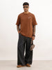 Oversized Placement Printed T-Shirt | Brown