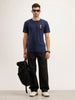 Slim Fit Placement Printed T-Shirt | Dark Blue