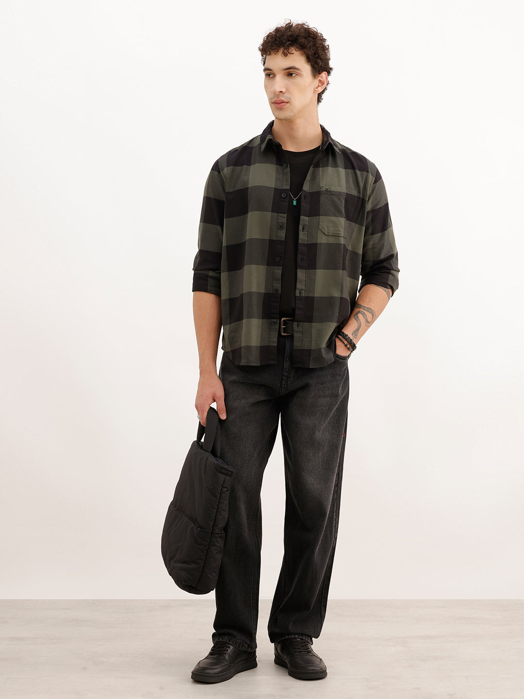 Regular Fit Full Sleeve Checkered Shirt | Green