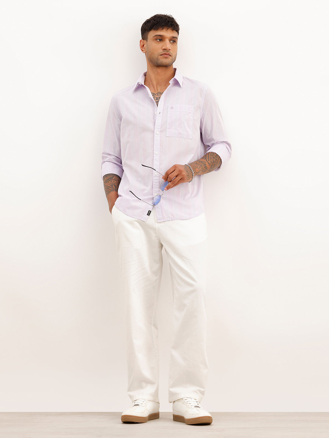Striped Slim Fit Full Sleeve Shirt | Purple