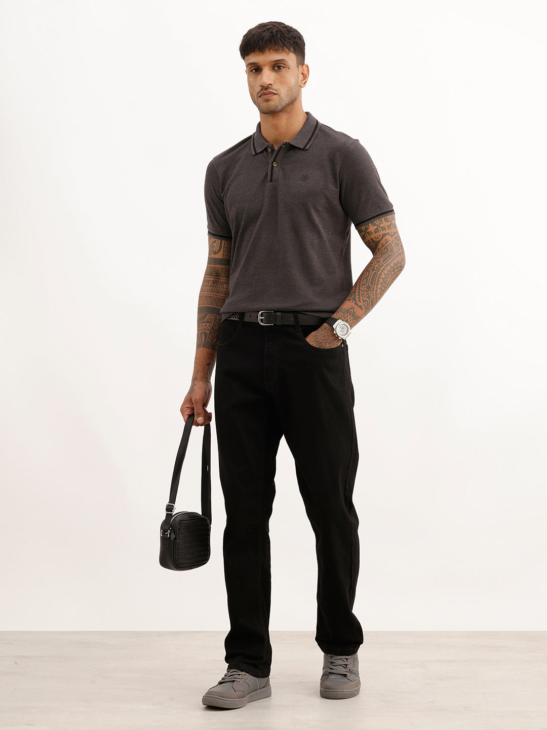 Classic Tipping Collar Polo T-Shirt | Dark Grey | WWTS254F
