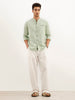 Solid Slim Fit Mandrin Collar Shirt | Grey