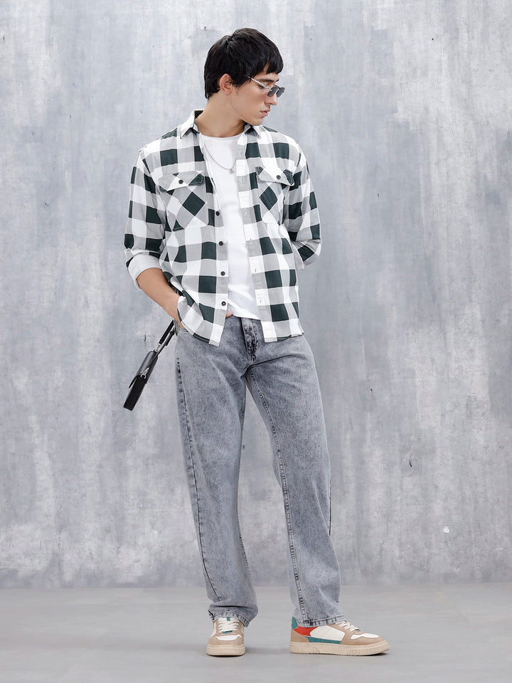 Casual Comfort Fit Checkered Pattern Shirt | Black