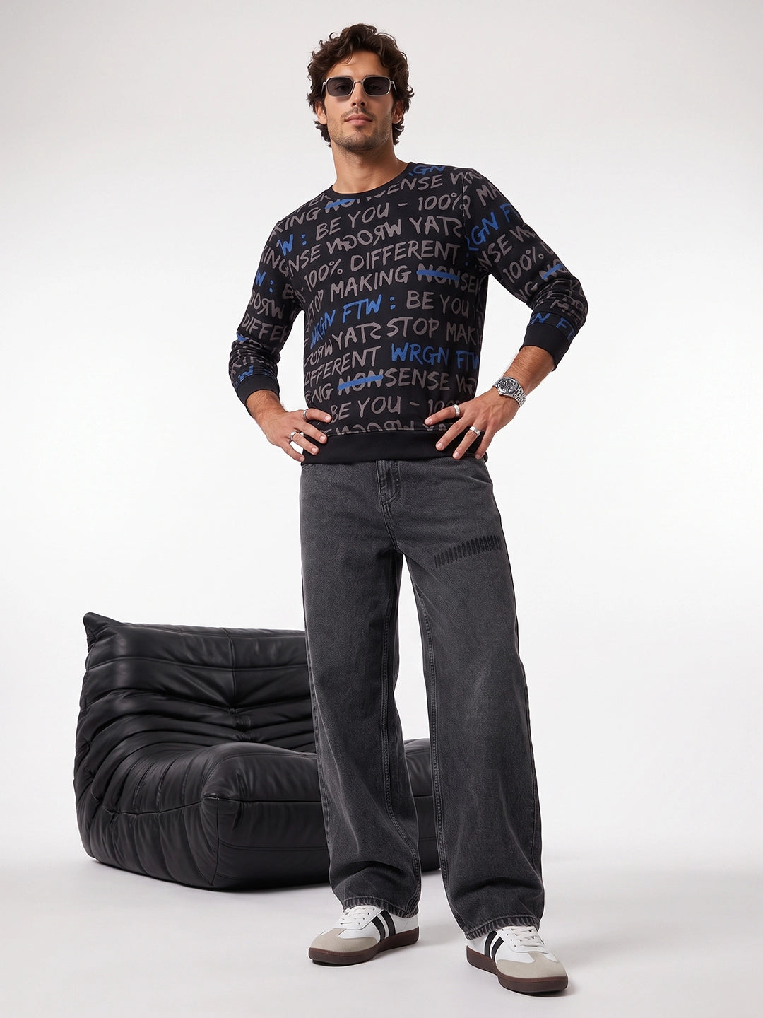 Classic Typography AOP Sweatshirt | Black