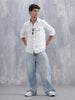 Regular Fit Double Pocket Checkered Shirt | White