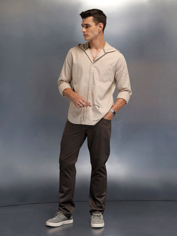 Men's casual straight fit trousers | Olive