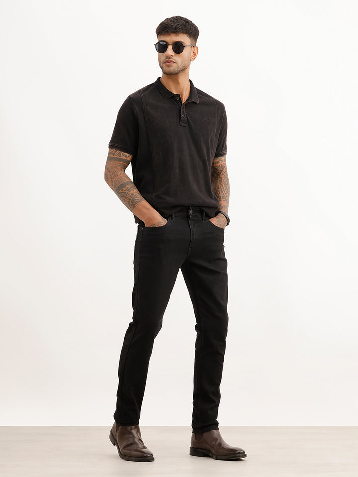 Solid Skinny Fit Denim Jeans | Black