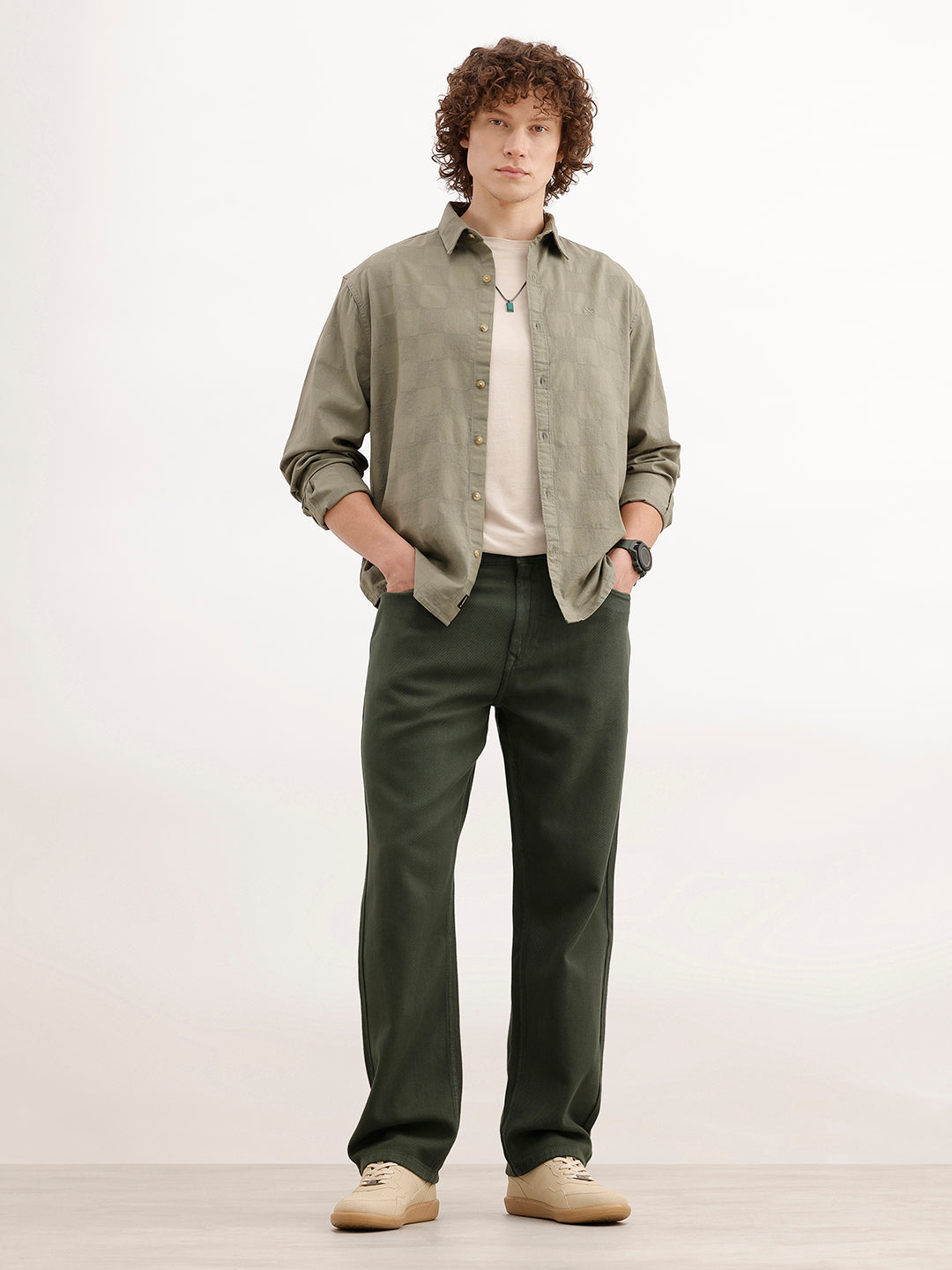 Solid Anti Fit Denim Jeans | Olive