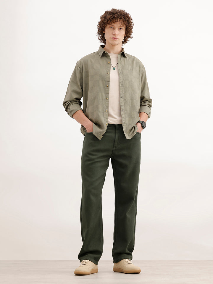 Solid Anti Fit Denim Jeans | Olive