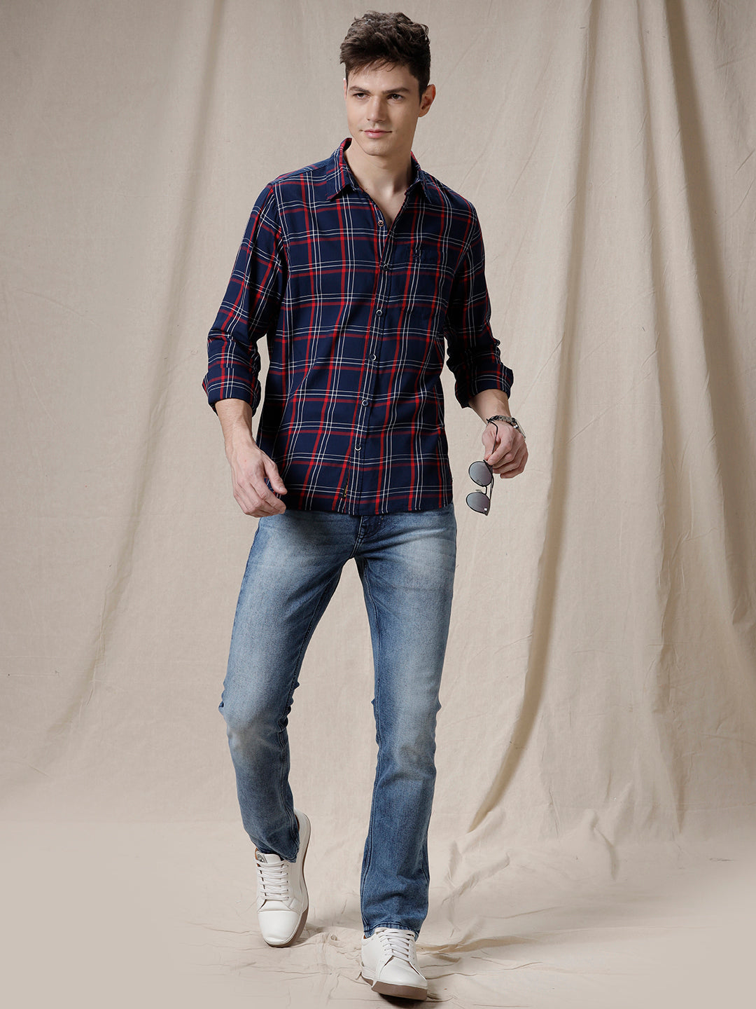 Checkered Cotton Blend Shirt