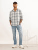 Slim Fit Checkered Full Sleeve Shirt | Blue