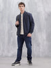 Men's Casual Solid Bomber Jacket  | Navy Blue