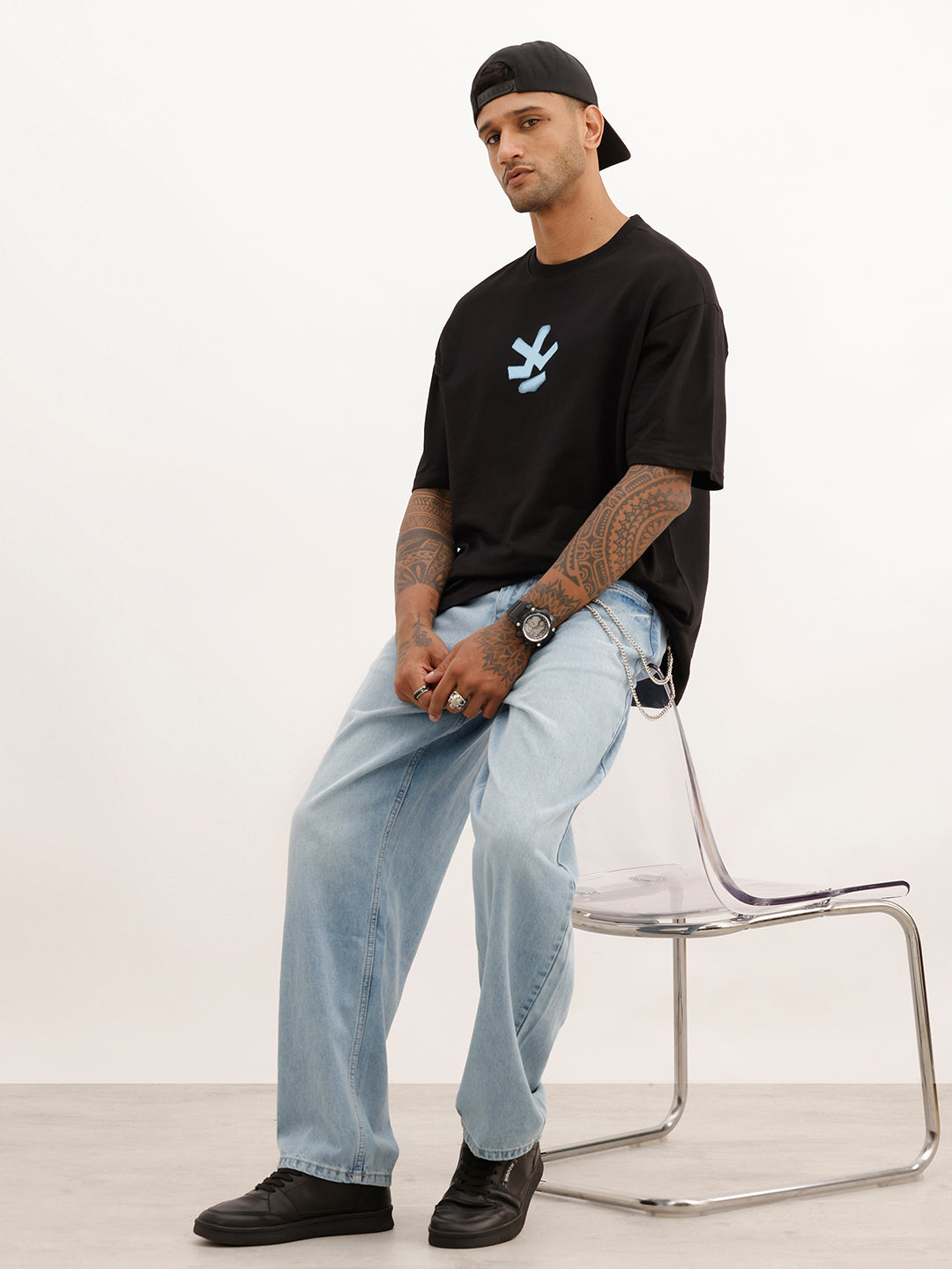 Oversized Fit Back Printed T-Shirt | Black | WTS02HSOS1021S