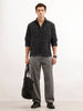 Comfort Fit Textured Double Pocket Shirt  | Black