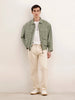 Oversized Zipper Denim Jacket | Olive
