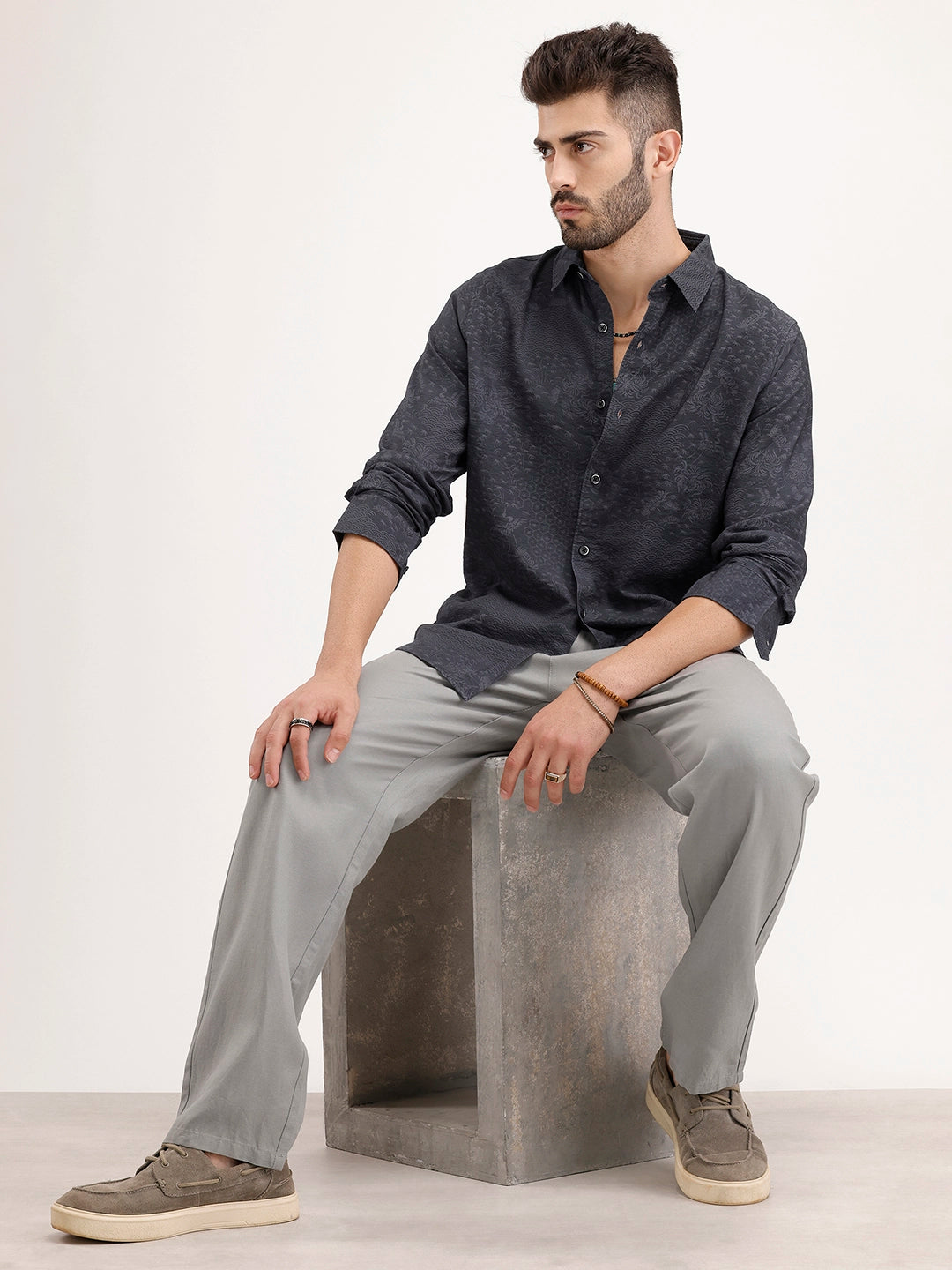 Classic Slim Fit AOP Shirt | Black