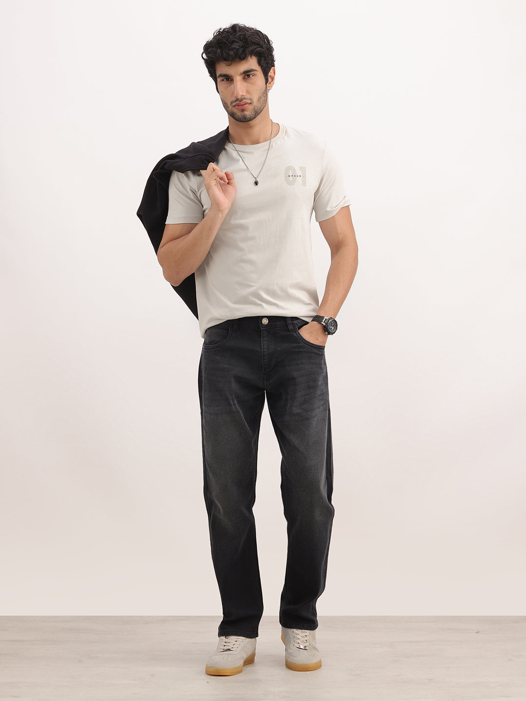 Solid Relaxed Fit Denim Jeans | Black