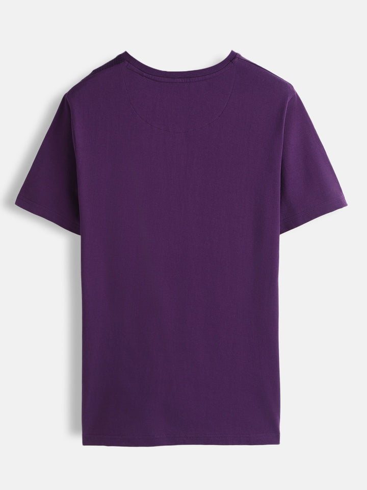 Panel Printed Slim Fit T-Shirt | Purple
