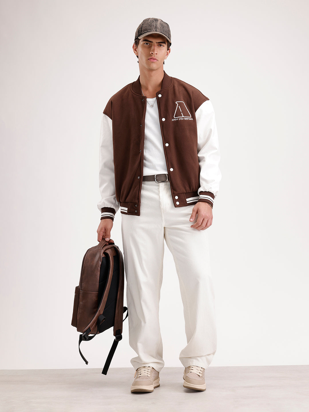 Oversized Embroidered Bomber Jacket  | Brown