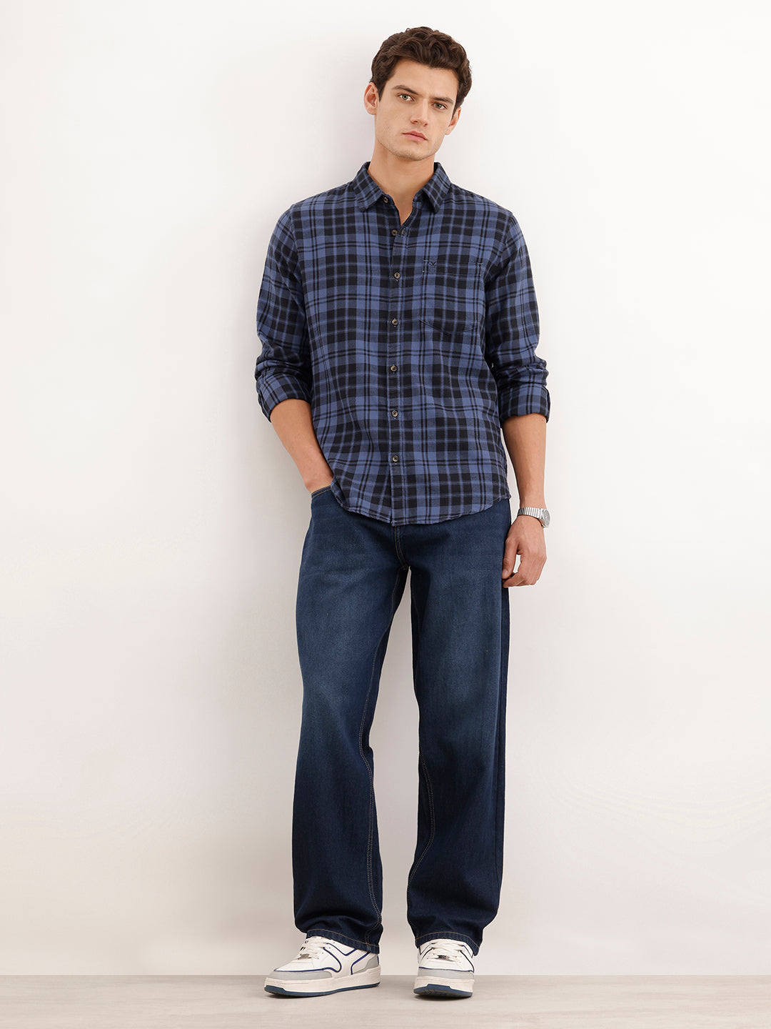 Loose Fit Faded Denim Jeans  | Dark Blue