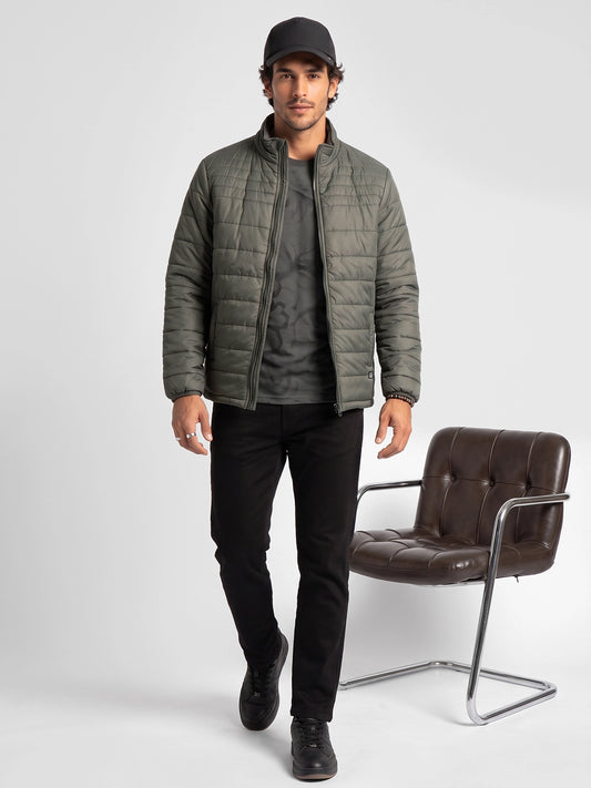 Regular Fit Puffer Jacket | Dark Green