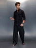 Men's casual slim fit shirt with typographic placket detail  | Black