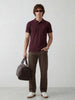 Solid Slim Fit Polo T-Shirt | Wine