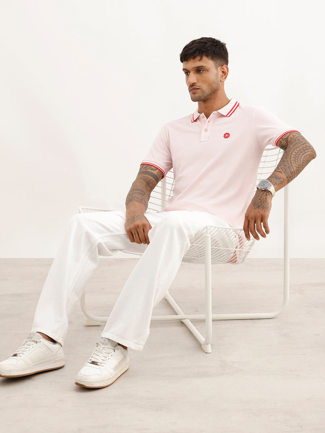 Solid Tipping Collar Polo T-Shirt | Pink | WWTS291F