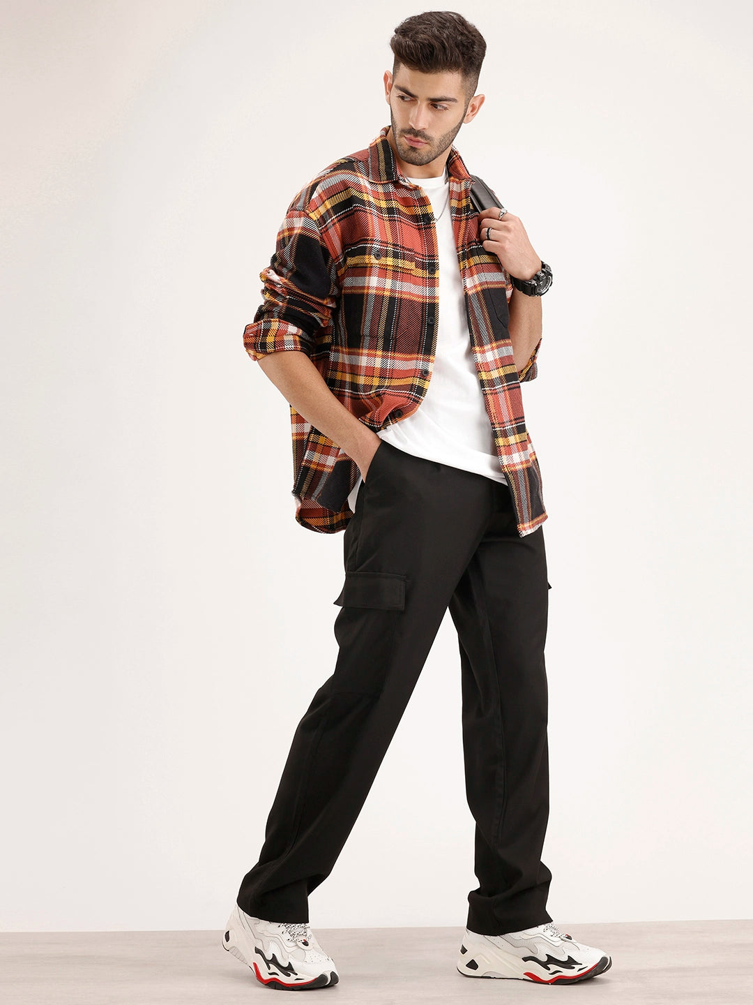 Men's Casual Loose Fit Cargo Trousers | Black
