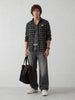 Smart Casual Check Shirt with Embellished Badge Accent | Black