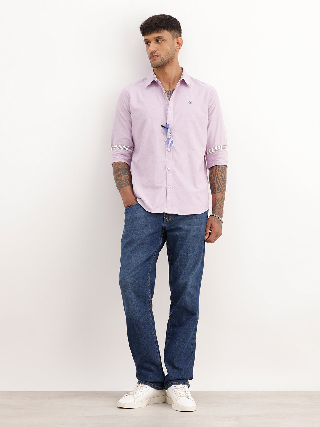 Solid Slim Fit 100% Cotton Shirt | Purple