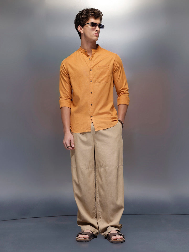 Men's Casual Regular Fit Shirt   |  Yellow