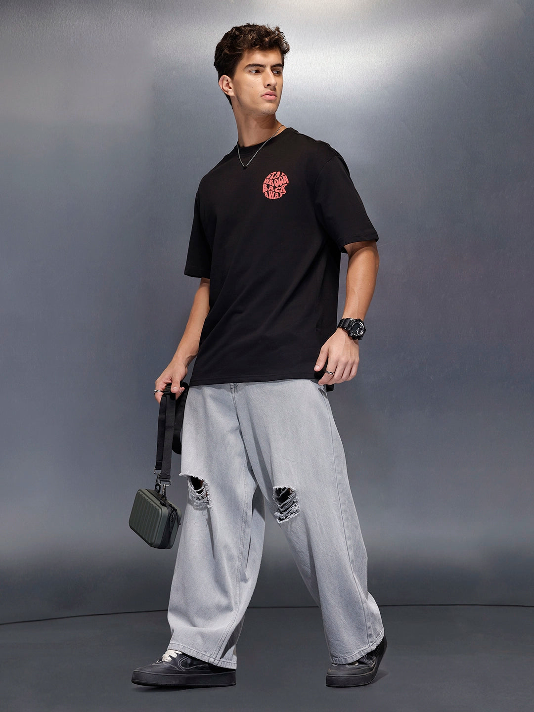 Oversized back-print tshirt | Black